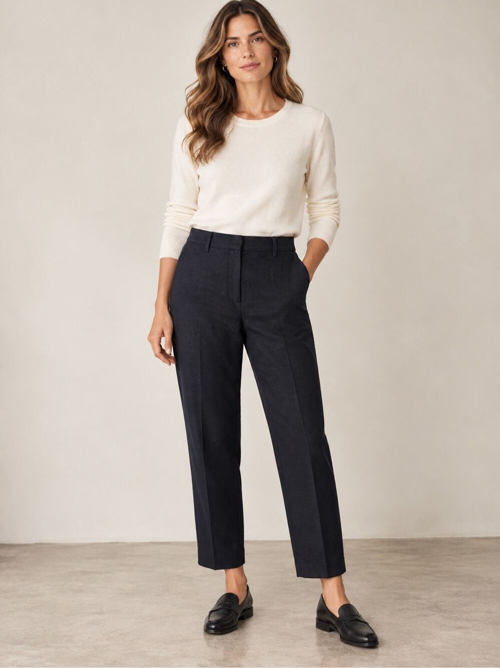 Crippen Women’s Straight Leg Pants Size 8 Navy Blue Trousers Canvas Denim